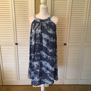 Bellaambra Blue Tie-Dye Sleeveless Italian Linen Shift Dress Size XS
